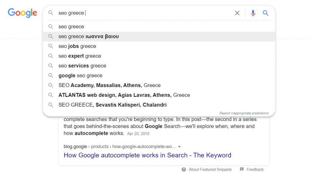How to show up on Google autocomplete feature 
